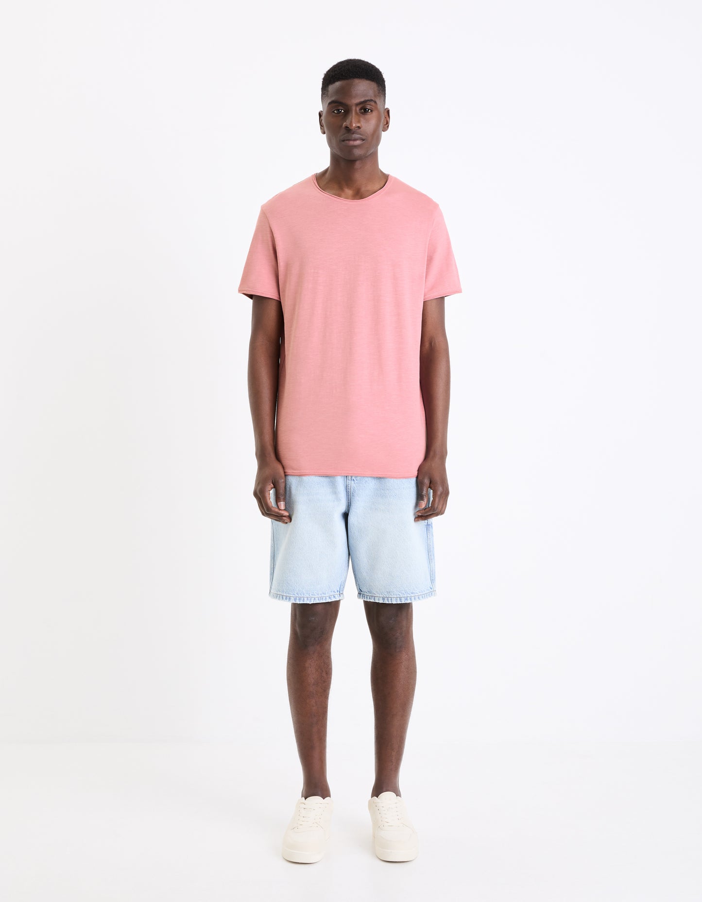 Pink Solid Cotton T-shirt