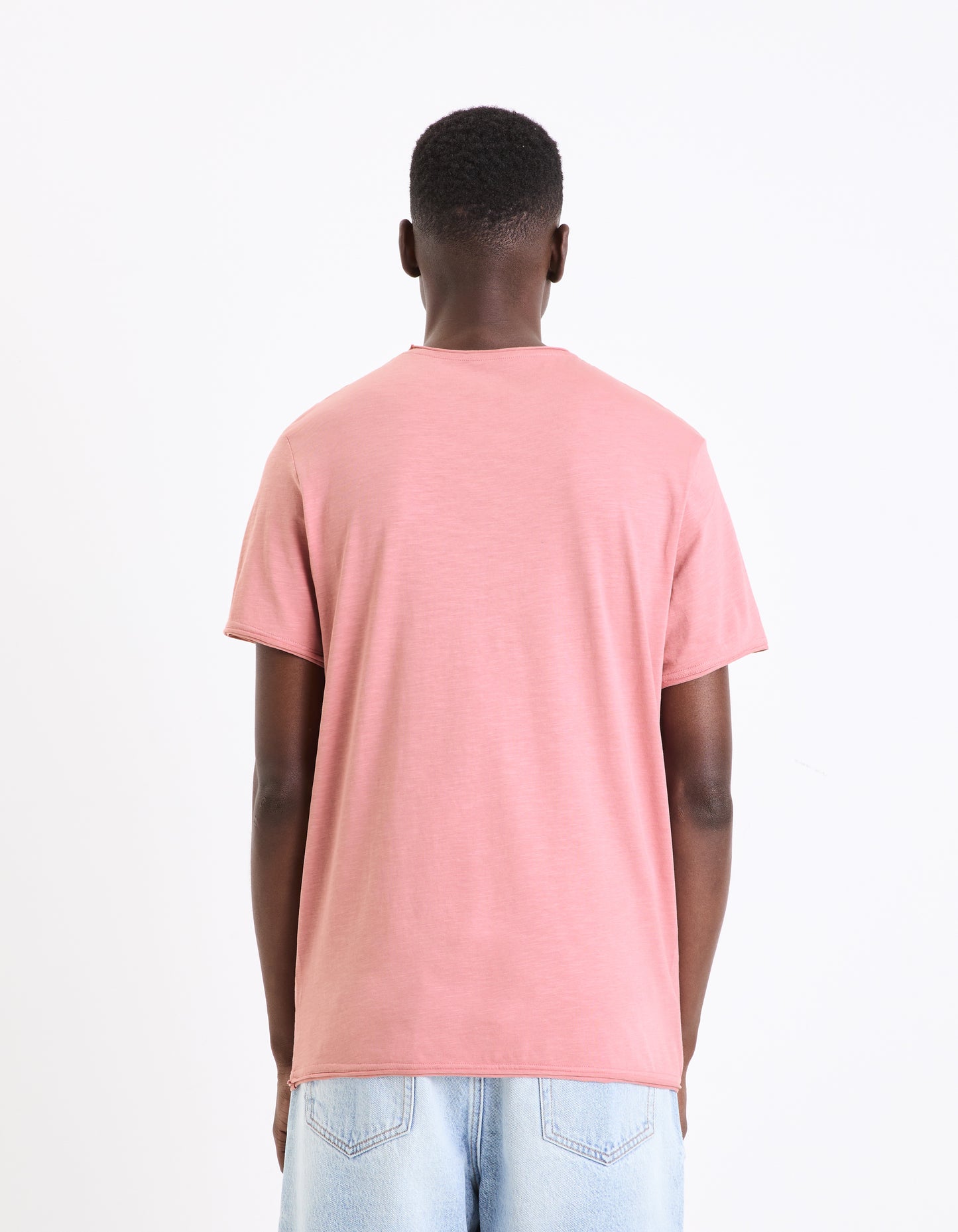 Pink Solid Cotton T-shirt