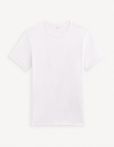 Celio* Solid Regular Fit Cotton White T-Shirt