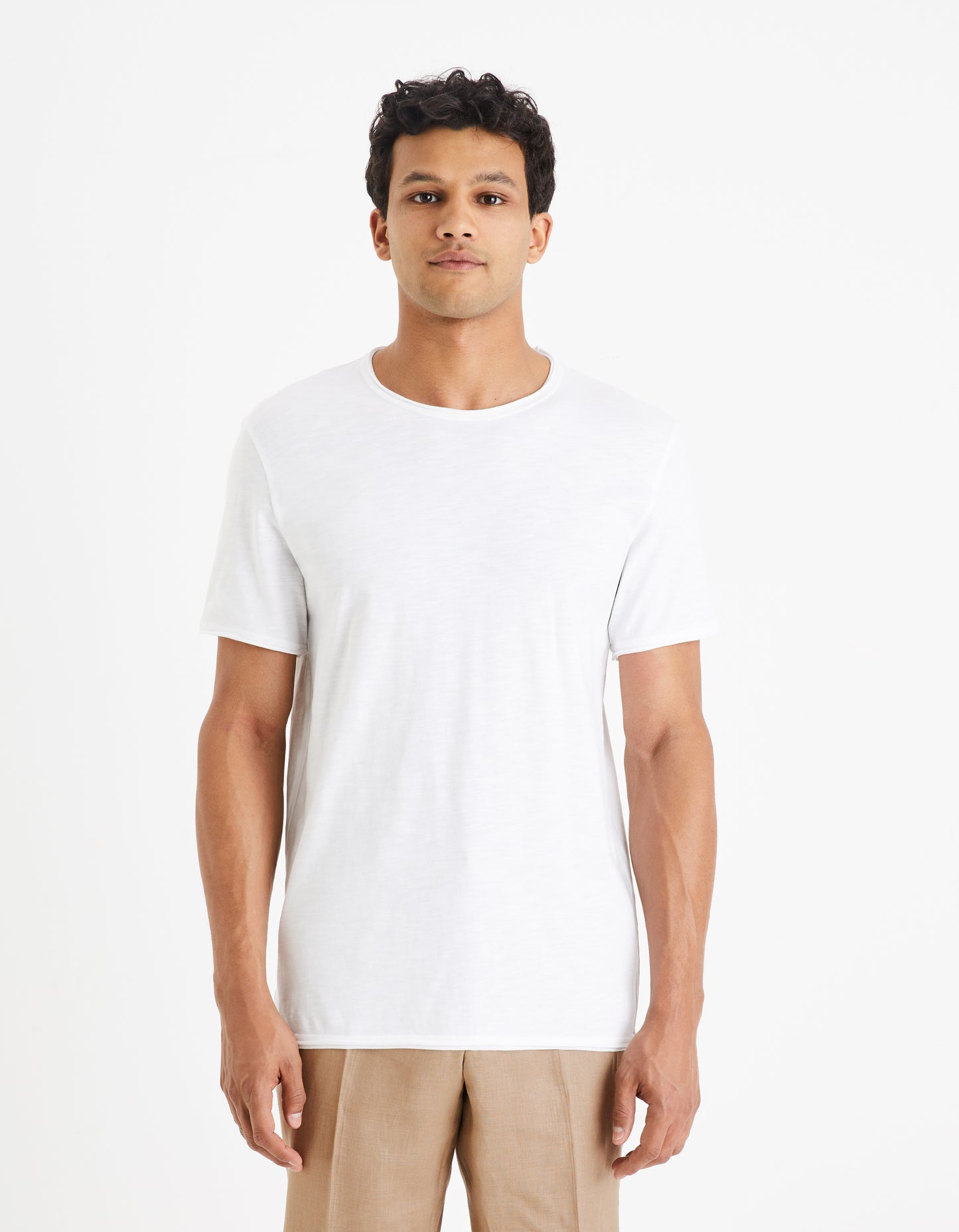 White Solid Cotton T-shirt