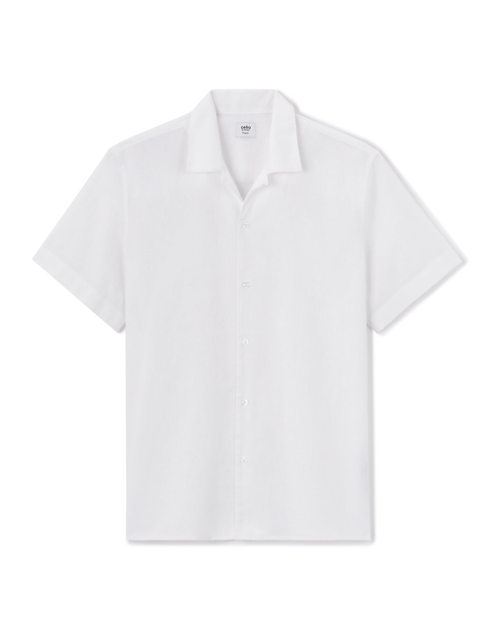 Celio* Solid Regular Fit Linen-Blend White Shirts