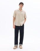 Regular Fit Cotton Linen Cuban Collar Shirt - Natural