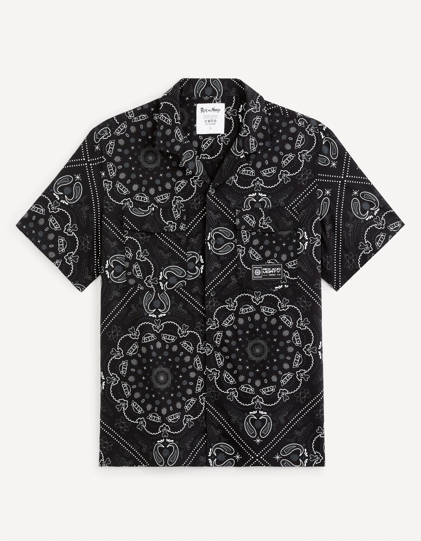 Rick & Morty Black Printed Viscose Shirt