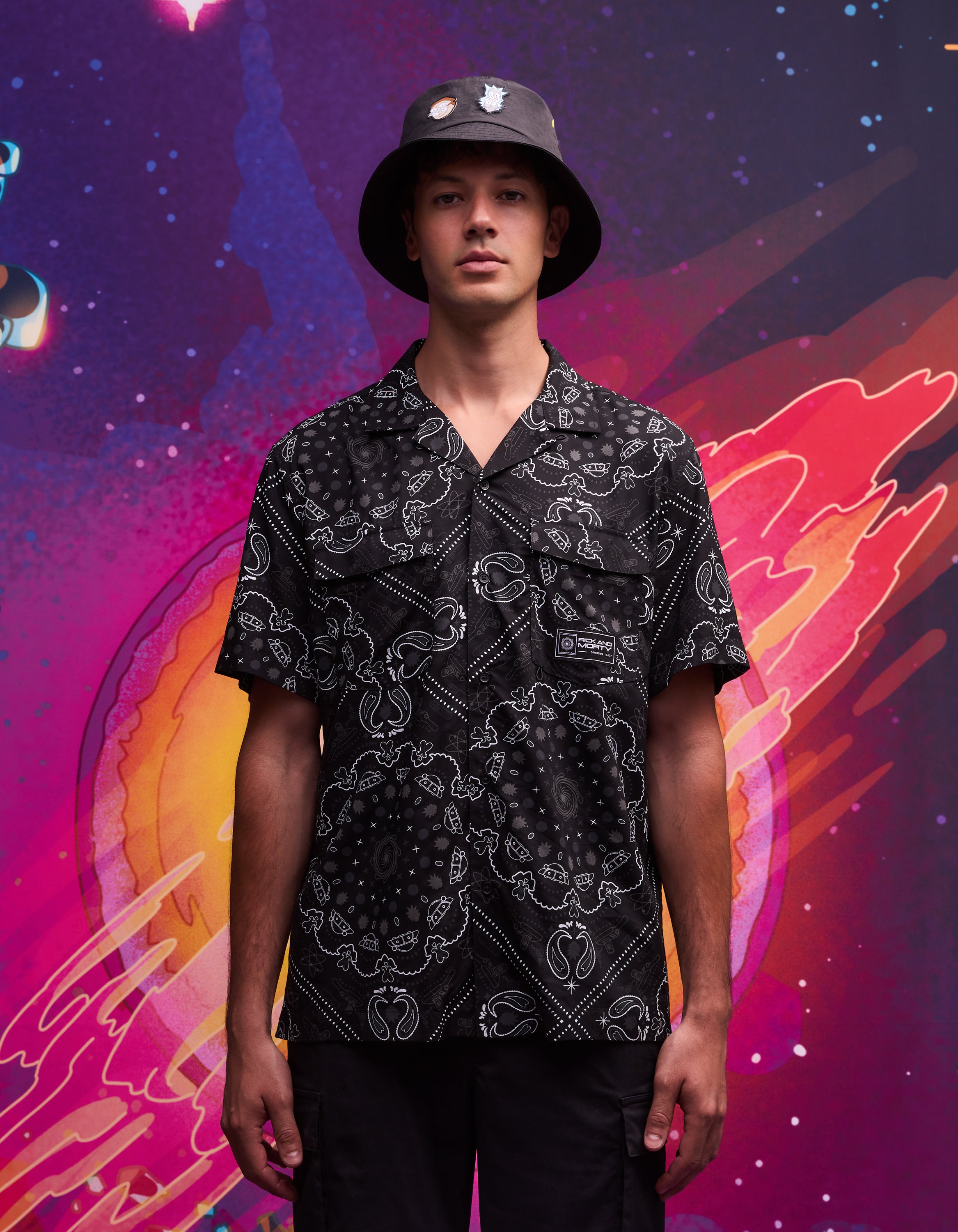 Rick & Morty - Black Printed Cotton Shirt