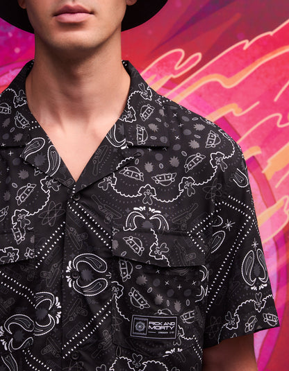 Rick & Morty Black Printed Viscose Shirt