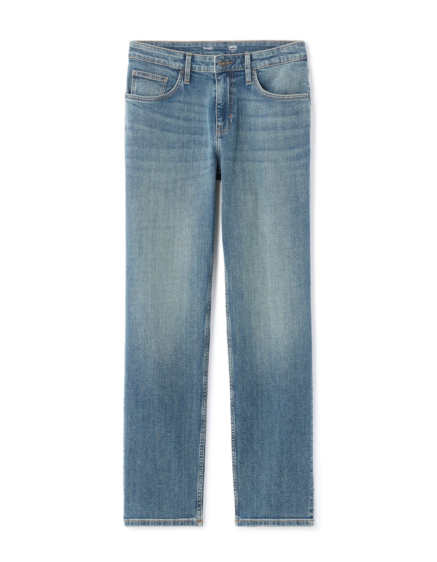 Celio Solid Straight Fit Cotton Blue Jeans