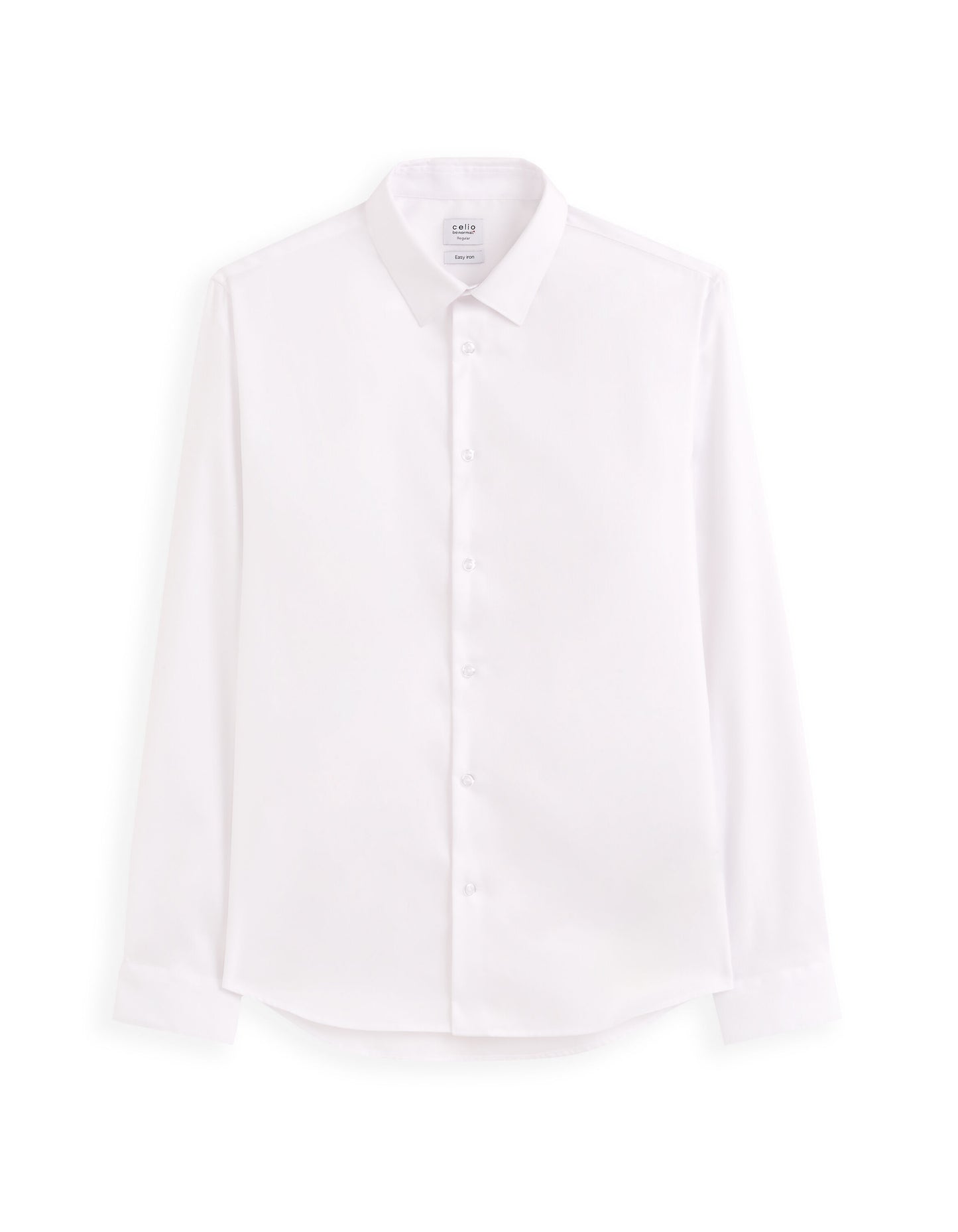 Slim Fit 100% Cotton Solid Spread Collar Shirt - White