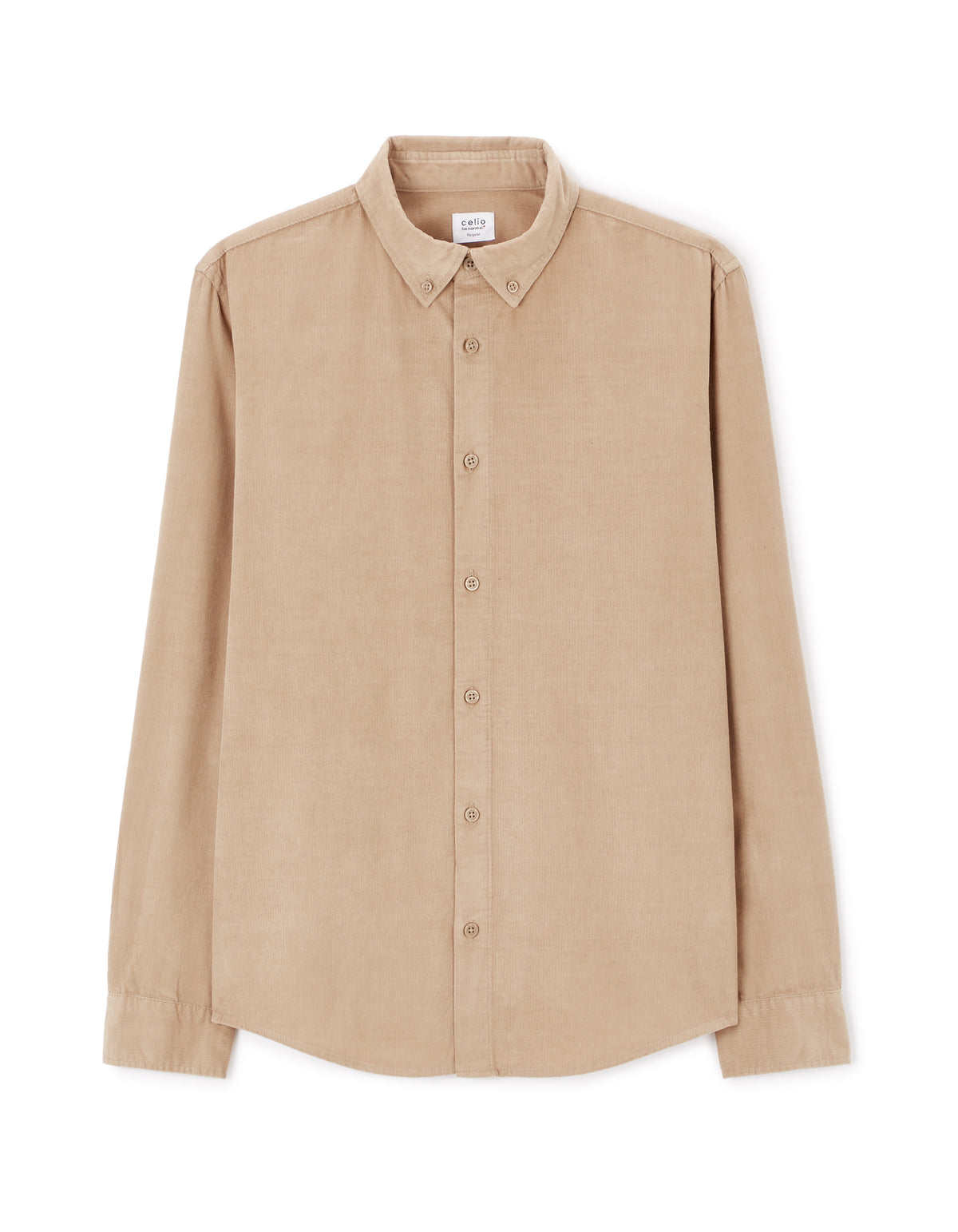 Regular Fit 100% Cotton Spread Collar Shirt - Beige