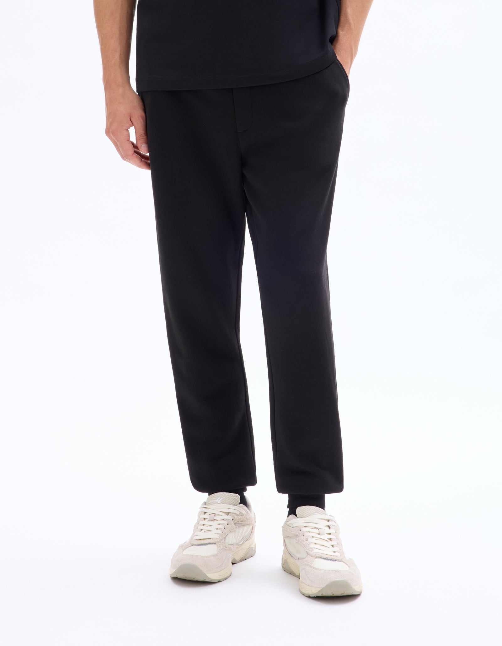 Celio Solid Regular Fit Cotton Black Trousers