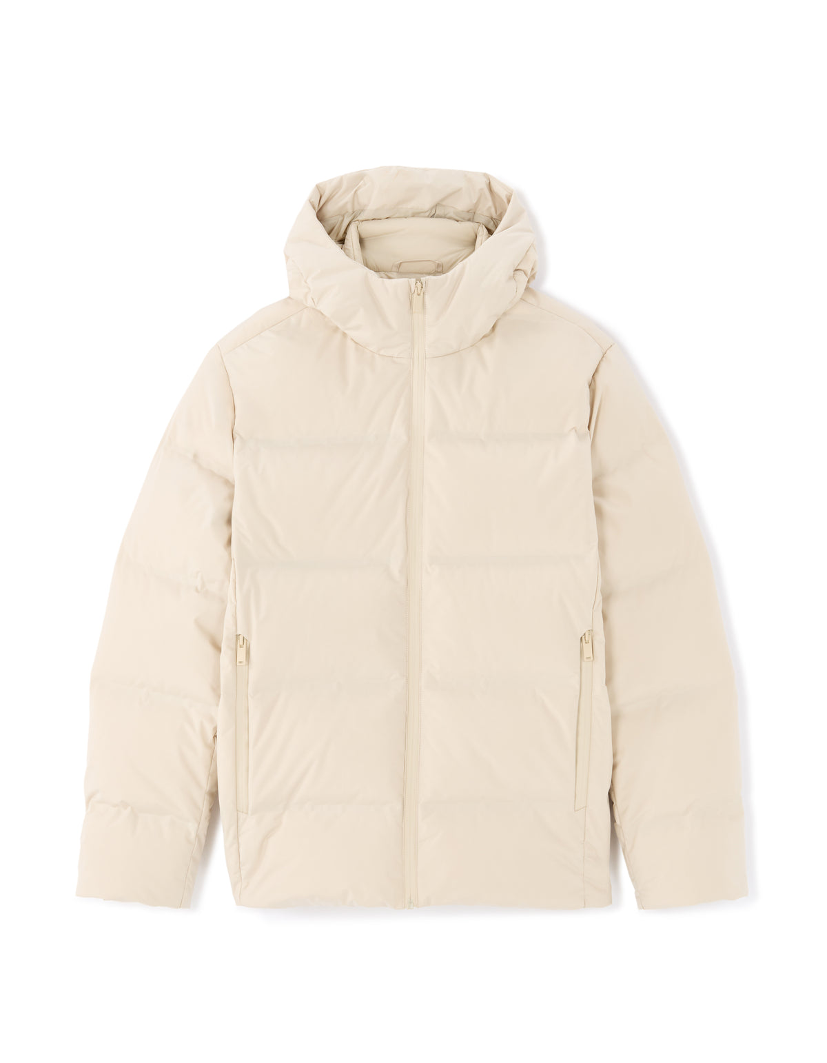 Regular Fit 100% Polyester Solid Hooded Jackets - Beige