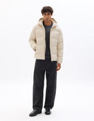 Regular Fit 100% Polyester Solid Hooded Jackets - Beige