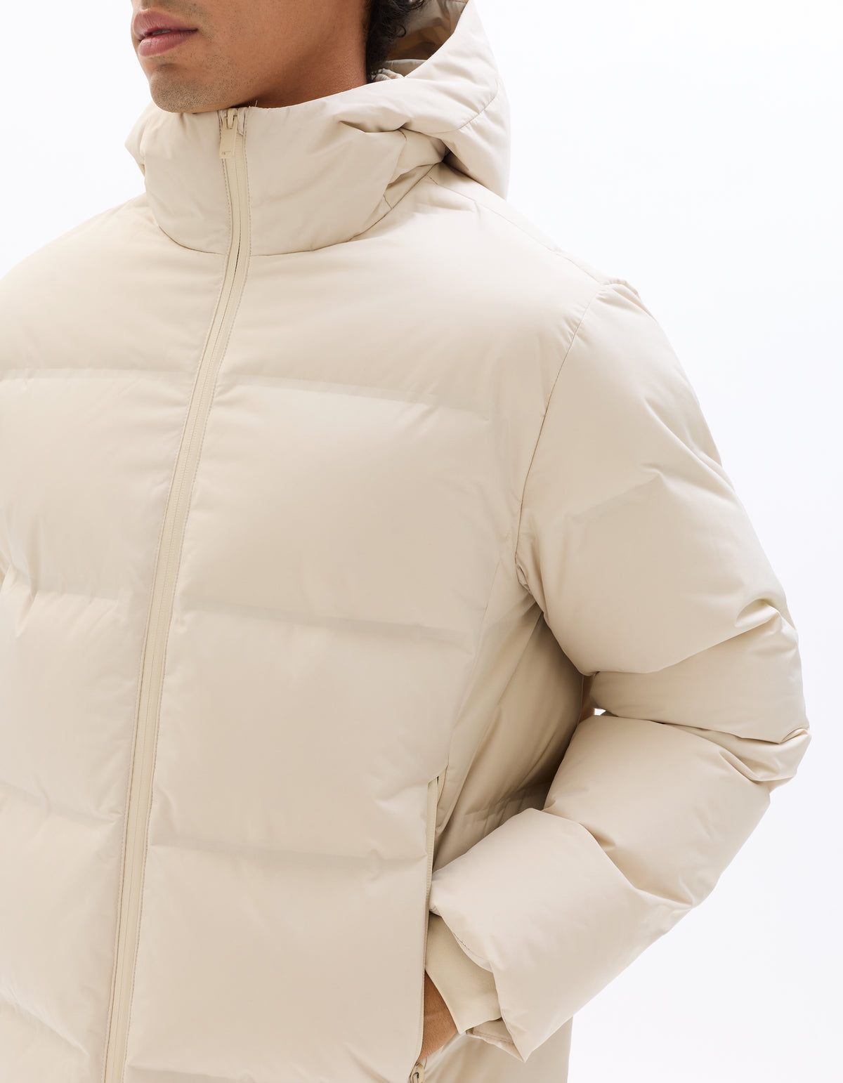 Regular Fit 100% Polyester Solid Hooded Jackets - Beige