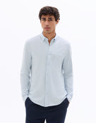Celio* Solid Regular Fit Cotton-Blend Blue Shirts