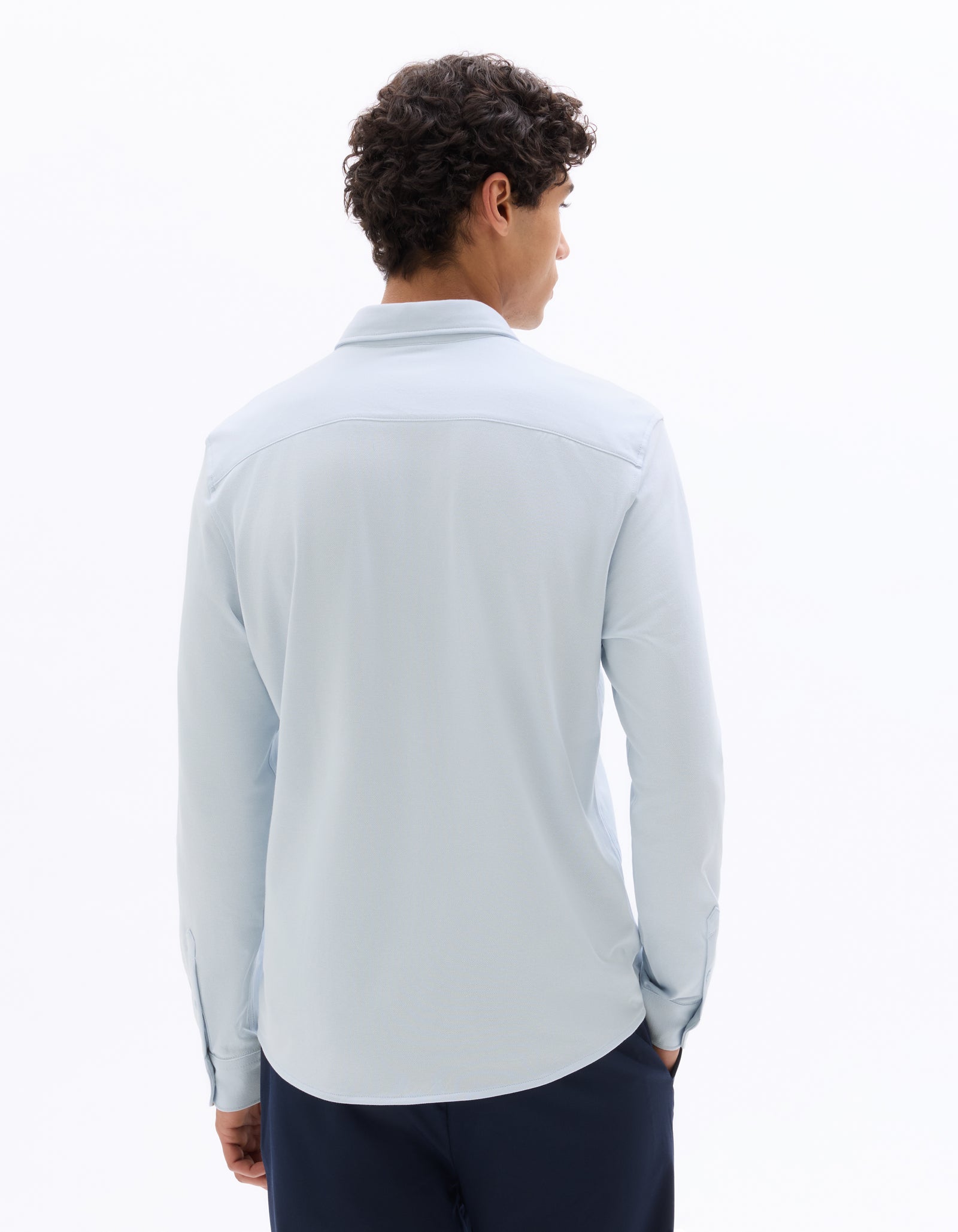 Celio* Solid Regular Fit Cotton-Blend Blue Shirts