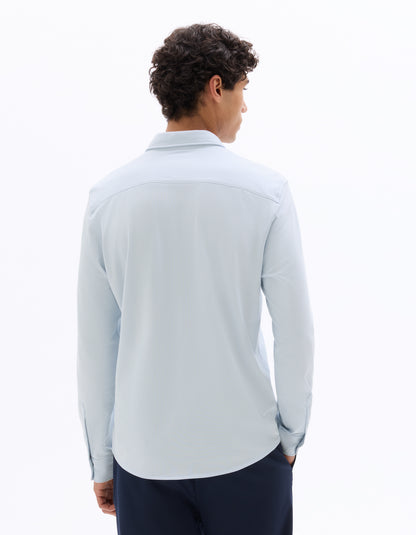 Celio* Solid Regular Fit Cotton-Blend Blue Shirts