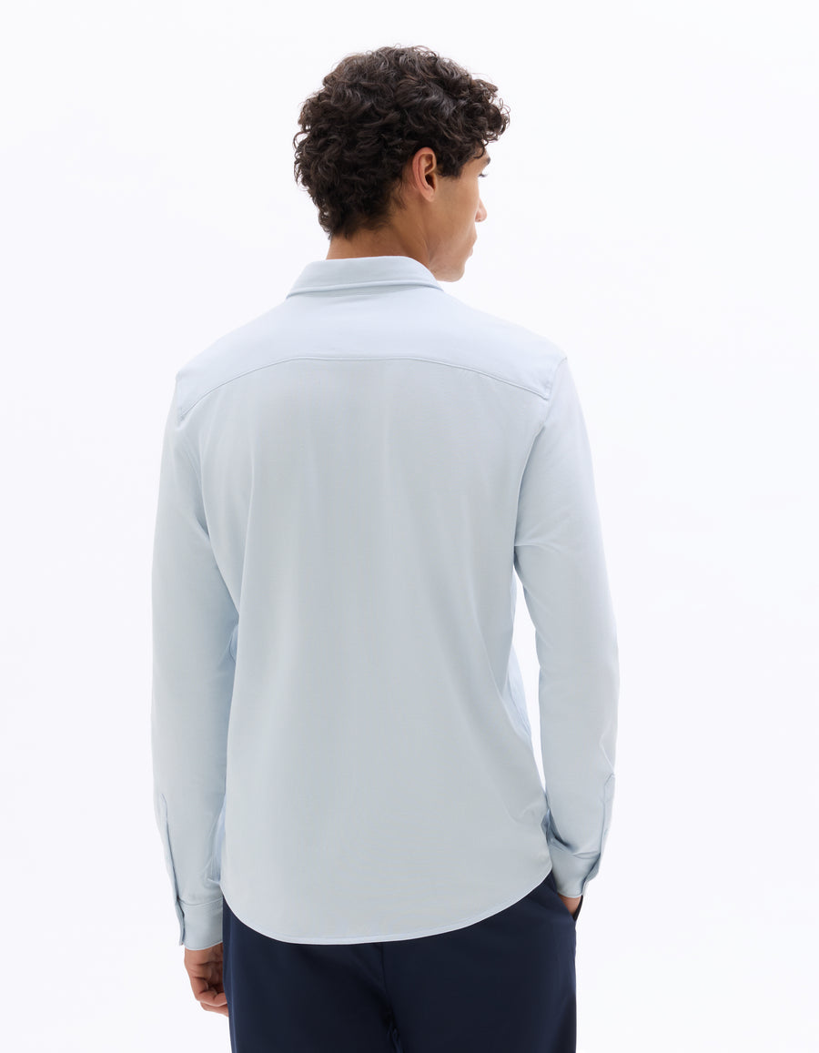 Celio* Solid Regular Fit Cotton-Blend Blue Shirts