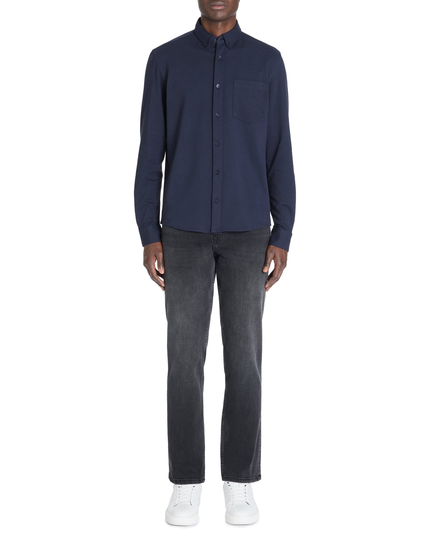 Celio* Solid Navy Blue Cotton Blend Regular Fit Men Shirt