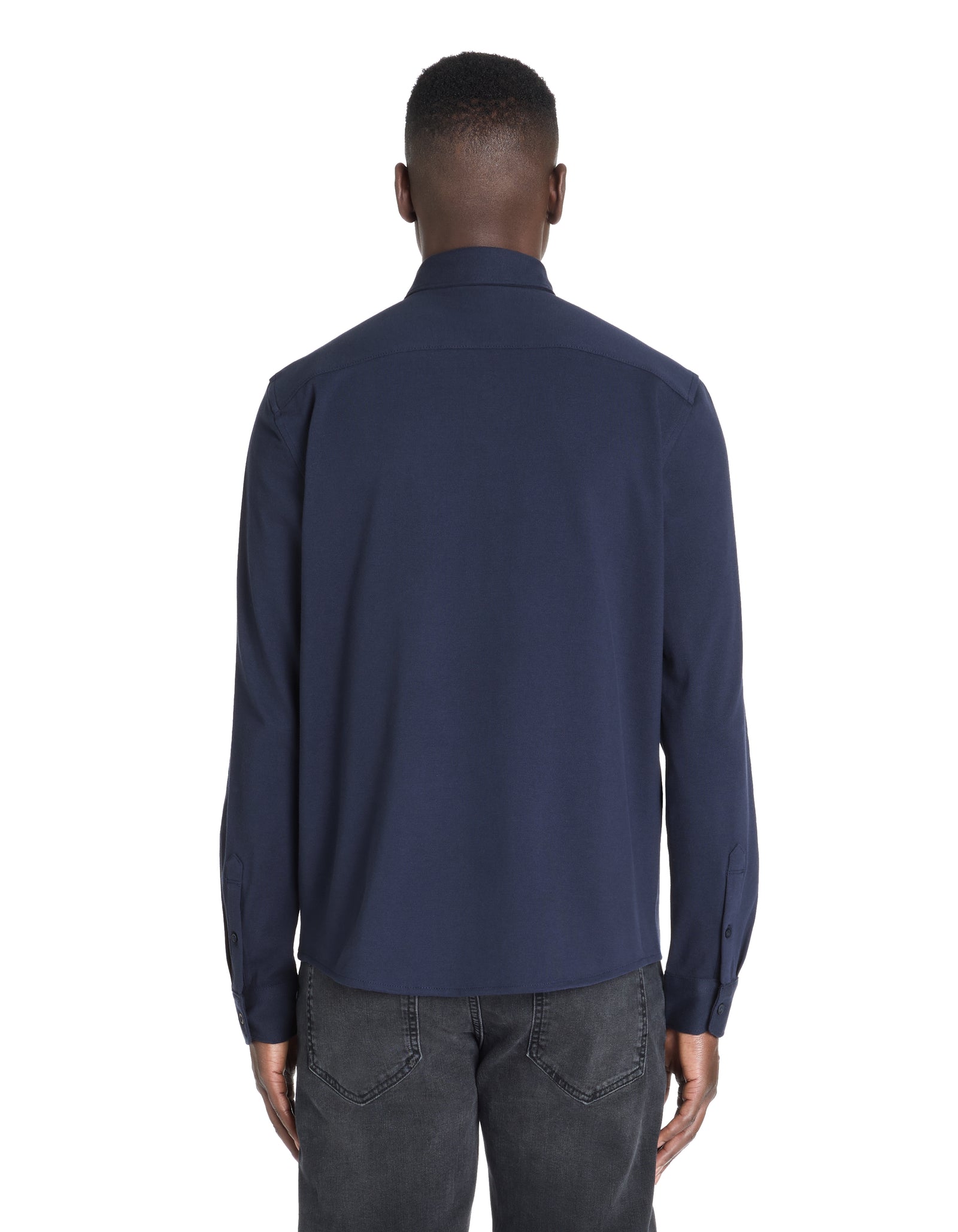 Celio* Solid Navy Blue Cotton Blend Regular Fit Men Shirt