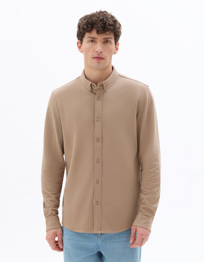 Celio Mens Grey Solid Regular Fit Cotton Shirts
