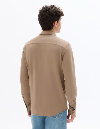 Celio Mens Grey Solid Regular Fit Cotton Shirts