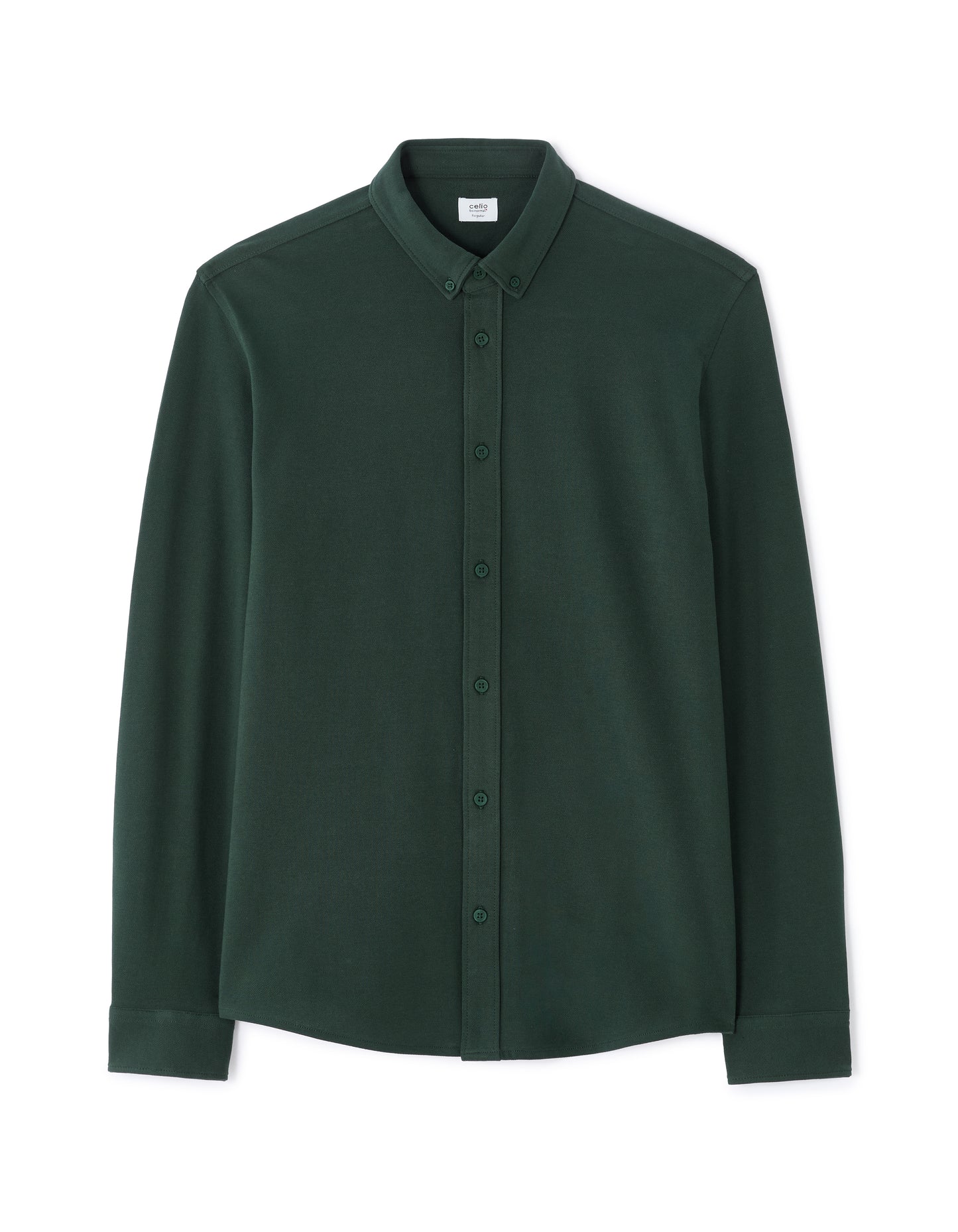 Celio* Cotton Men Solid Green Regular Fit Shirts