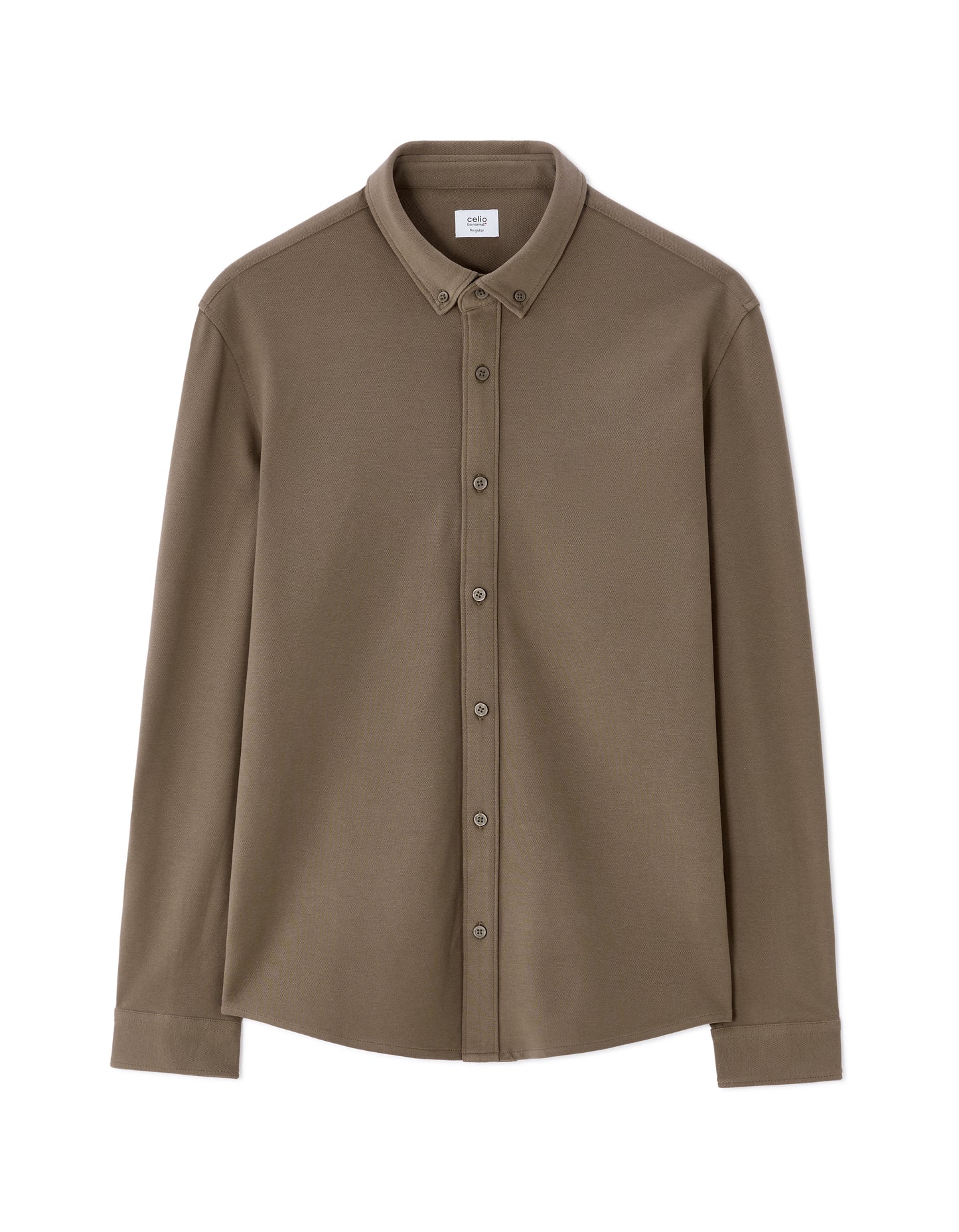 Celio* Regular Fit Men Cotton Olive Solid Shirts