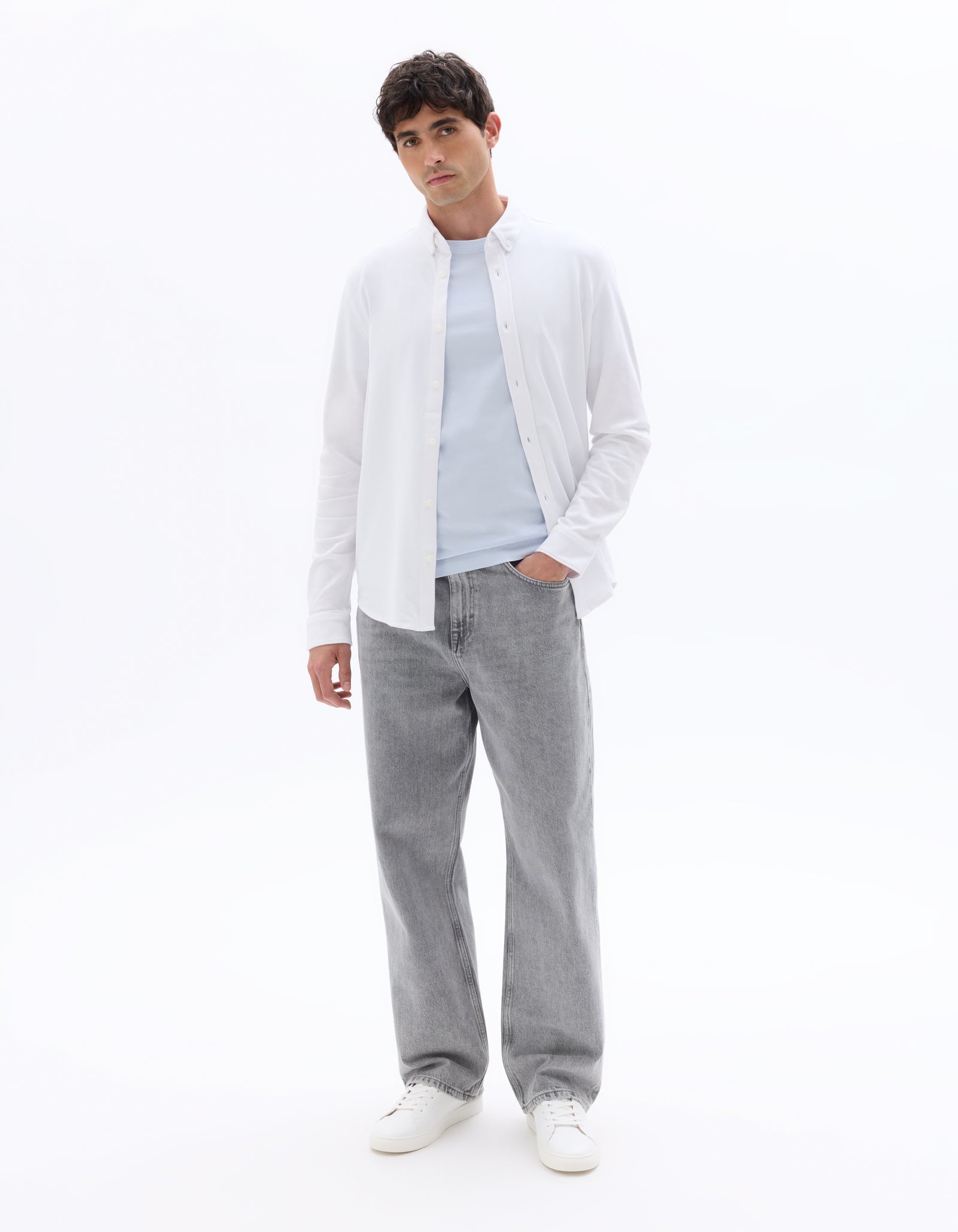 Celio* Solid Regular Fit Cotton-Blend Off White Shirt