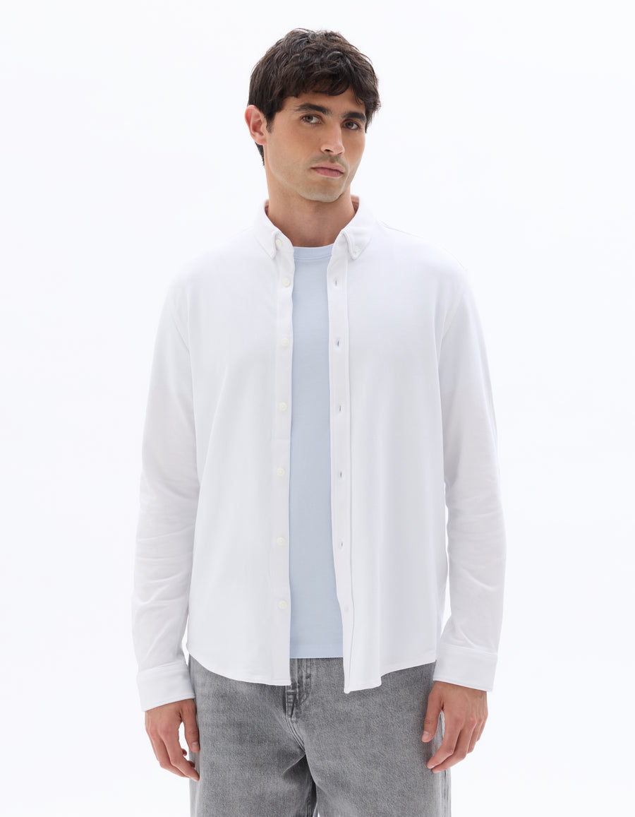 Celio* Solid Regular Fit Cotton-Blend Off White Shirt