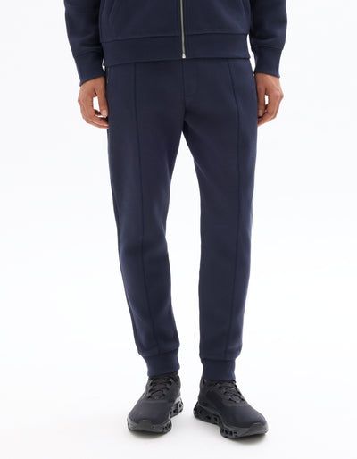 Celio Solid Regular Fit Cotton-Poly-Blend Navy Trousers