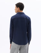 Celio* Cotton Poly Navy Blue Solid Regular Fit Men Shirt