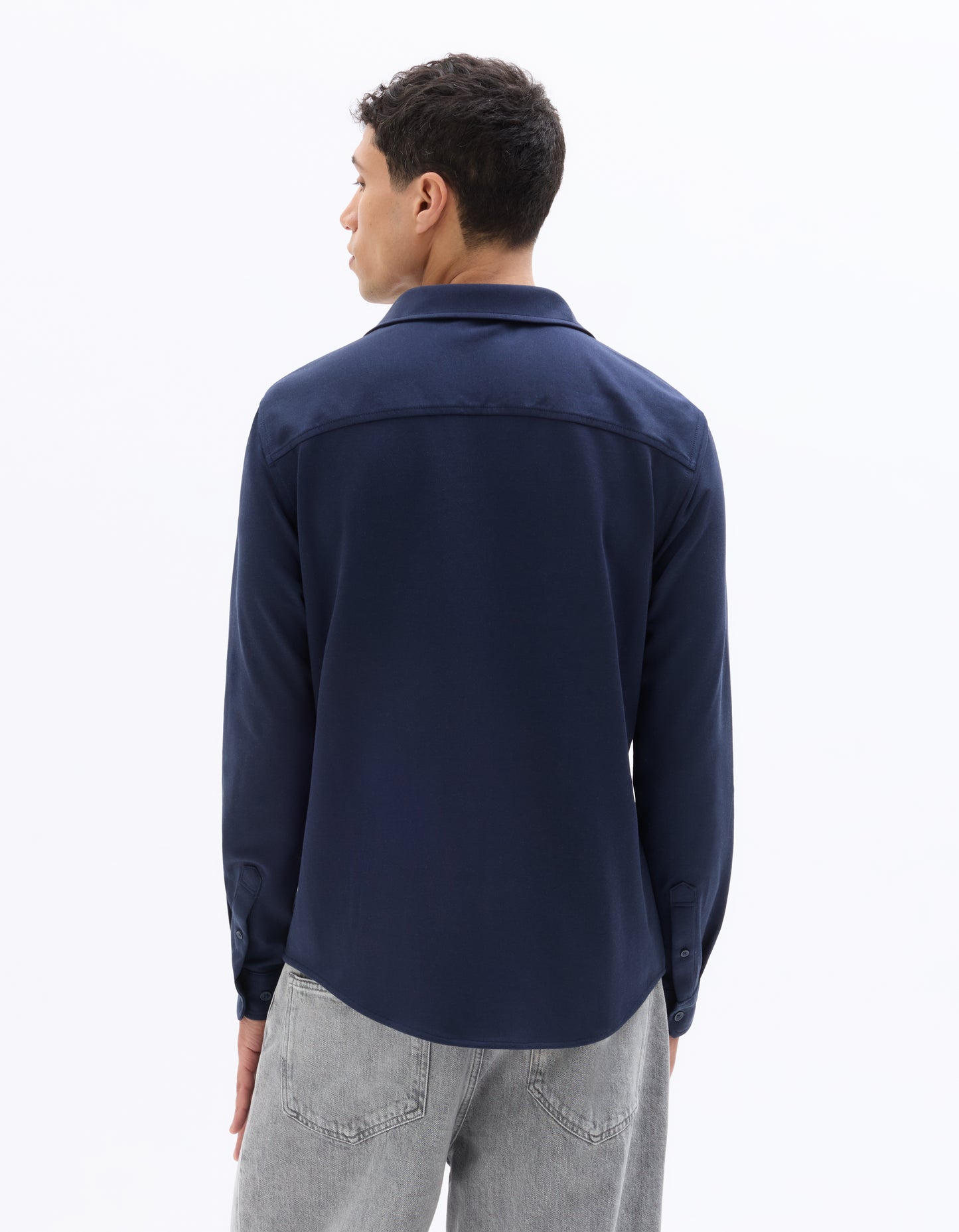 Celio* Cotton Poly Navy Blue Solid Regular Fit Men Shirt