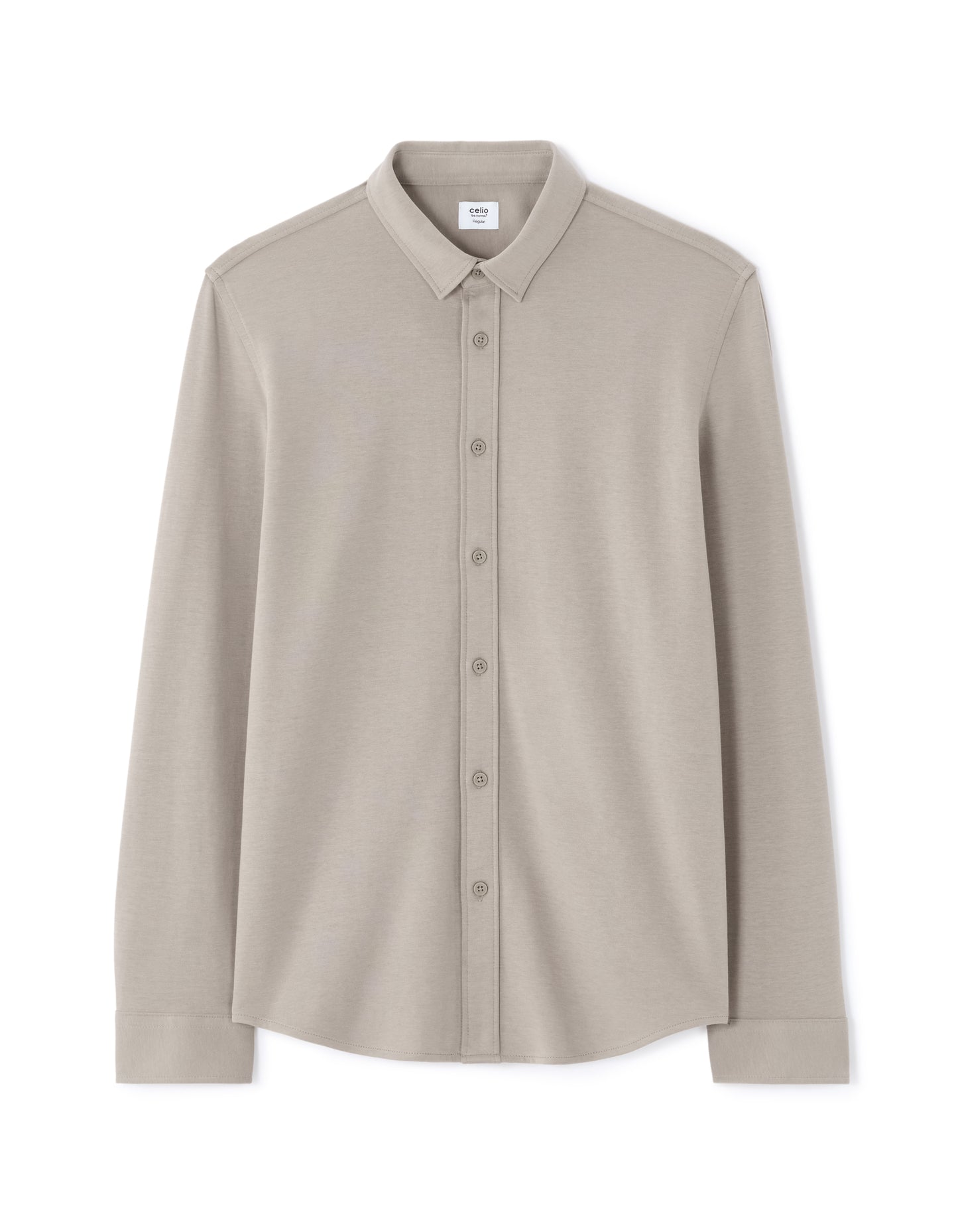 Celio* Cotton Solid Regular Fit Grey Men Shirts
