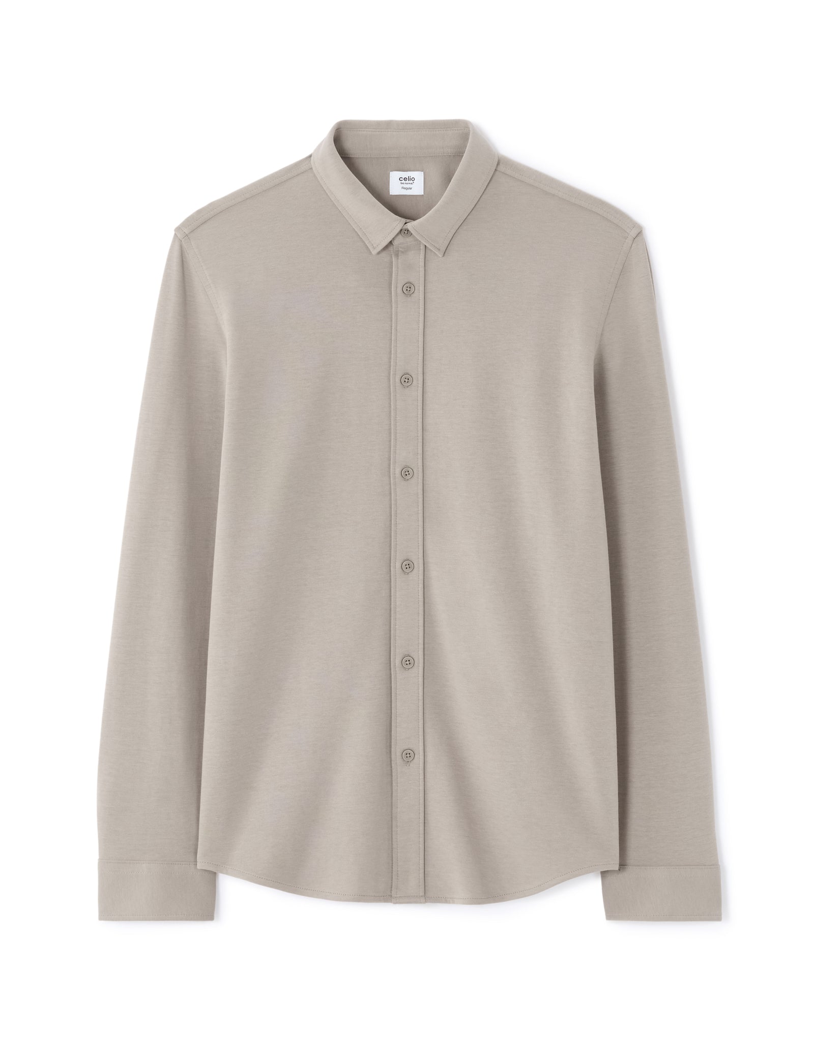 Celio* Cotton Solid Regular Fit Grey Men Shirts