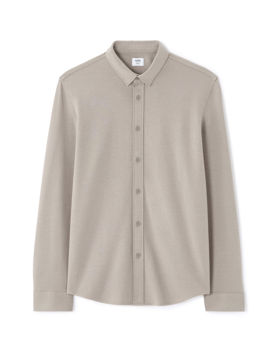 Celio* Cotton Solid Regular Fit Grey Men Shirts