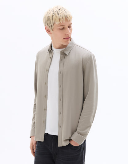 Celio* Cotton Solid Regular Fit Grey Men Shirts