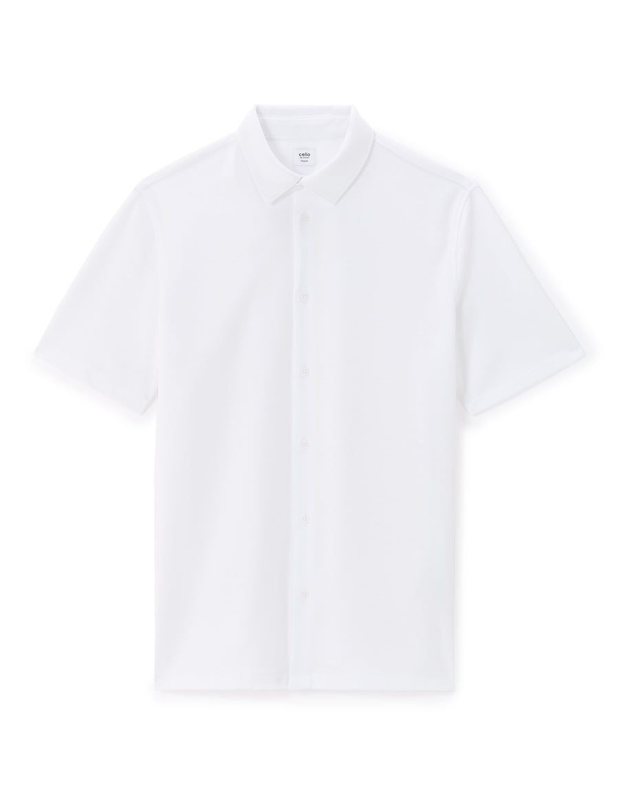 Celio* Poly Regular Fit Cotton Solid Men White Shirt