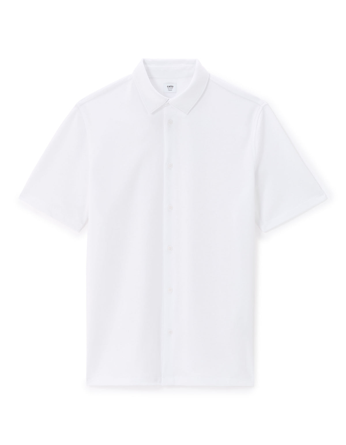 Regular Fit Cotton Blend Spread Collar Shirt - White