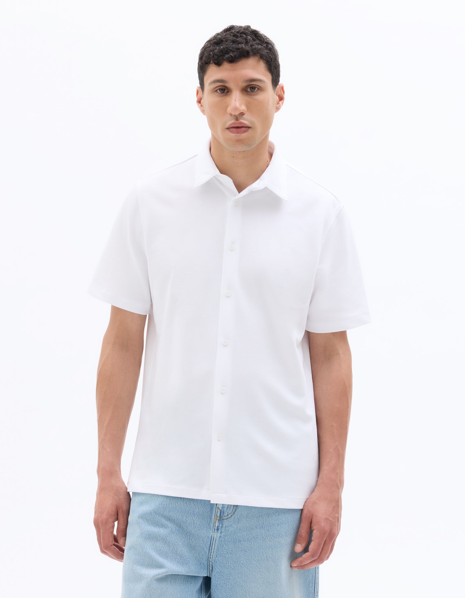 Celio* Poly Regular Fit Cotton Solid Men White Shirt
