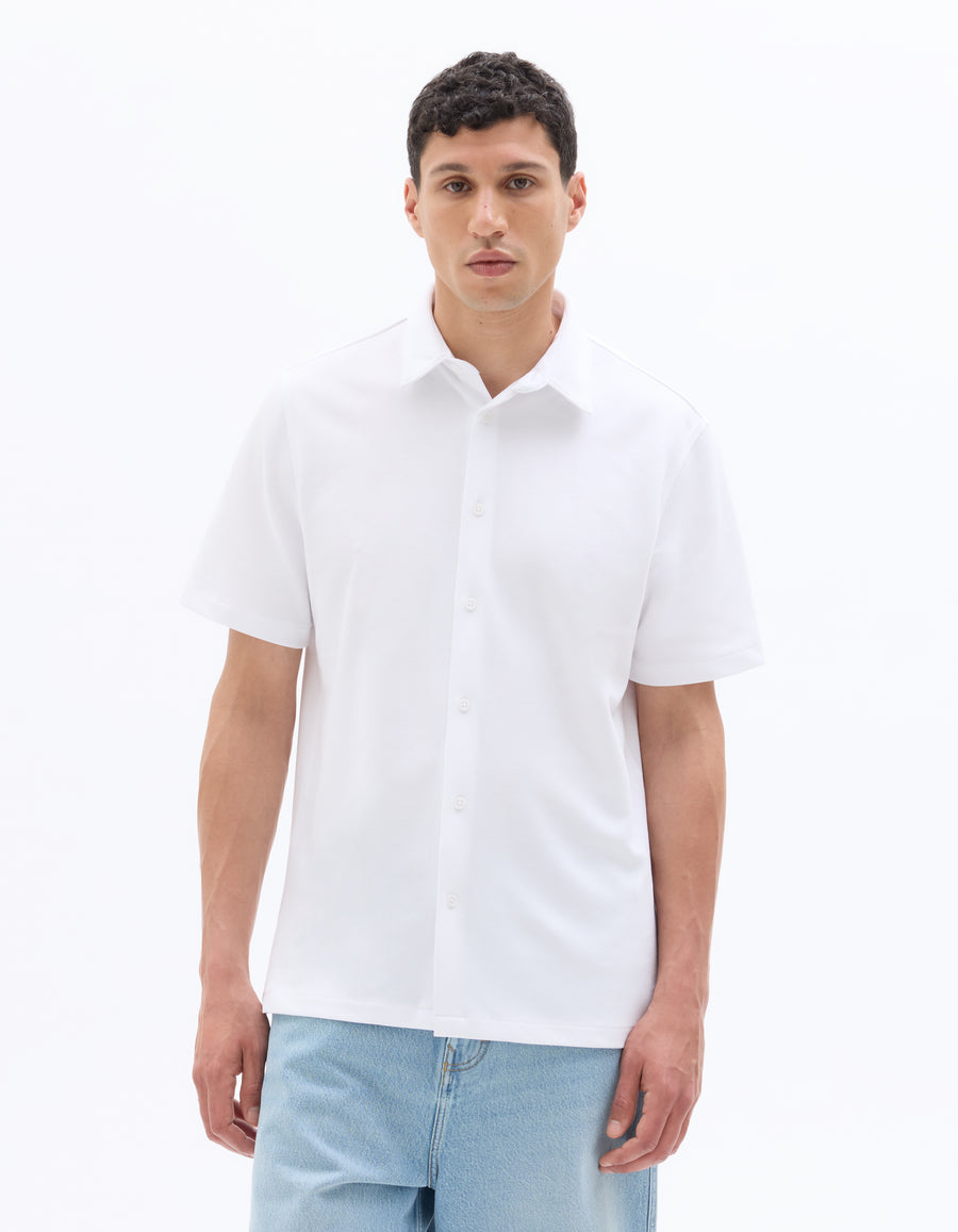 Celio* Poly Regular Fit Cotton Solid Men White Shirt