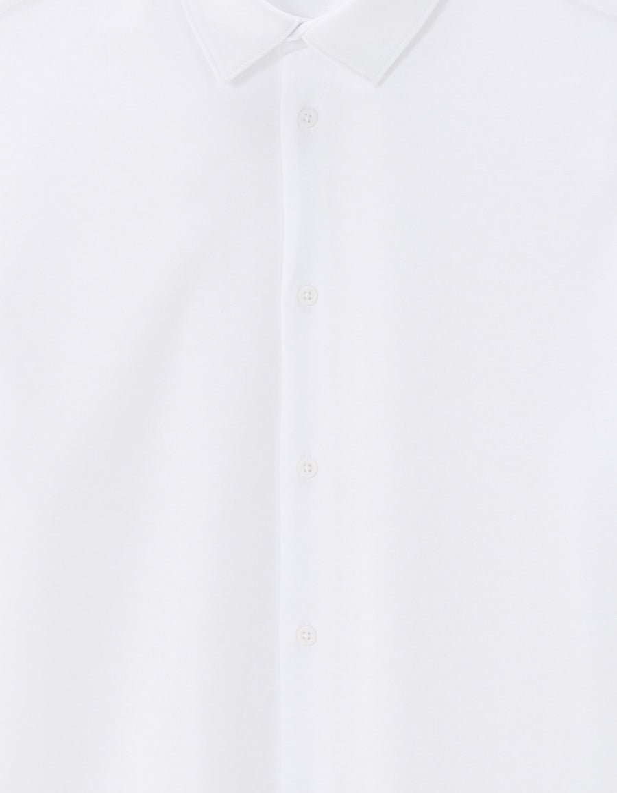 Regular Fit Cotton Blend Spread Collar Shirt - White