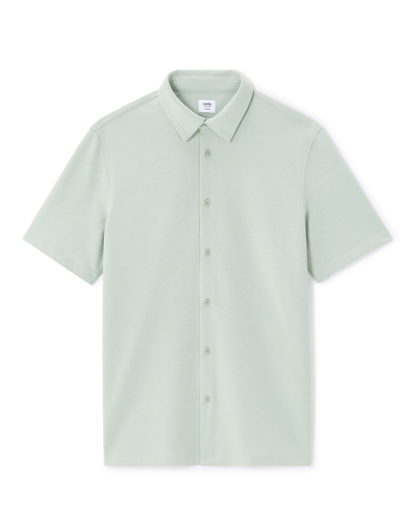 Celio* Men Cotton Solid Regular Fit Poly Green Shirt