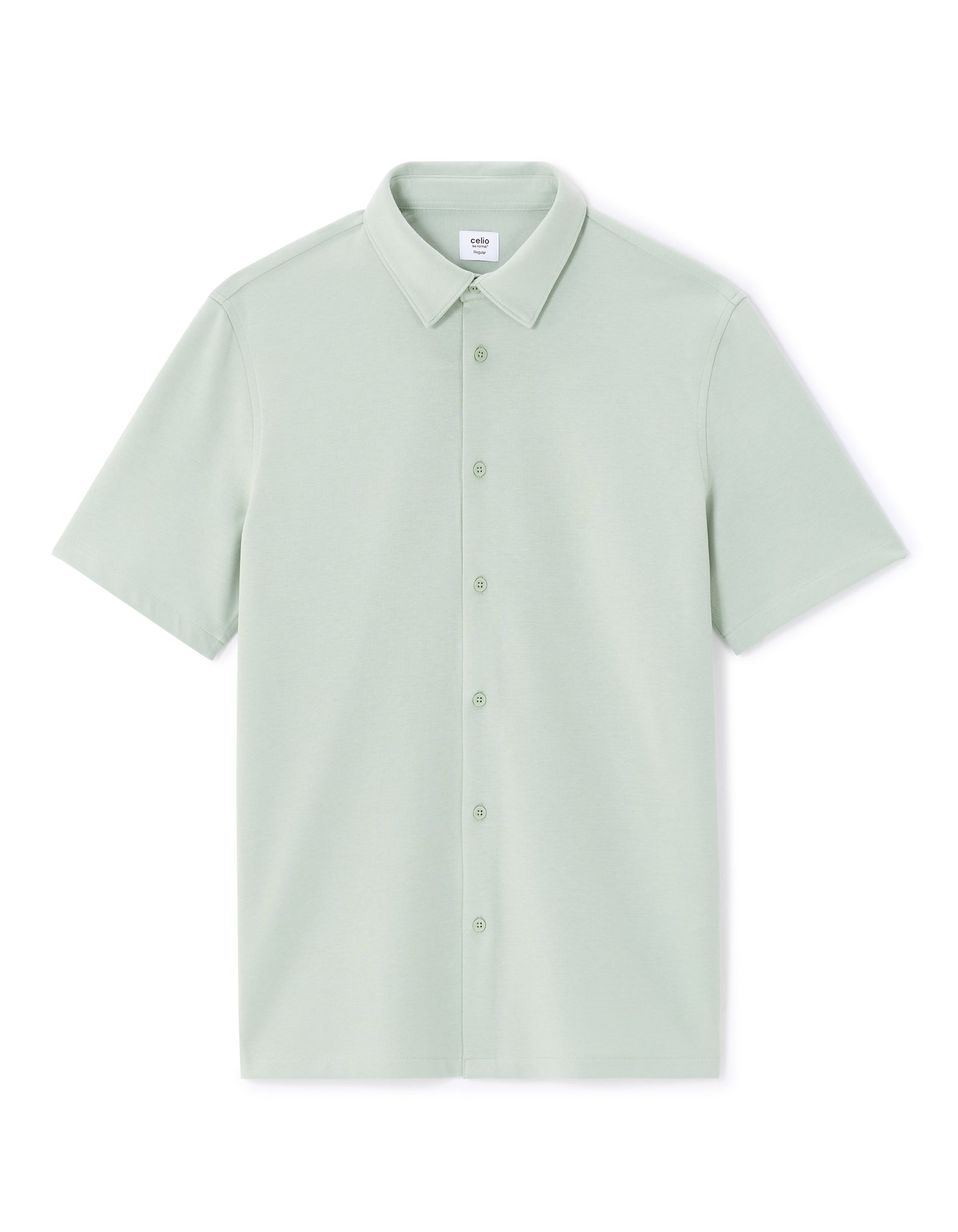 Celio* Men Cotton Solid Regular Fit Poly Green Shirt