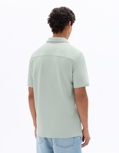 Celio* Men Solid Poly Cotton Green Regular Fit Shirt