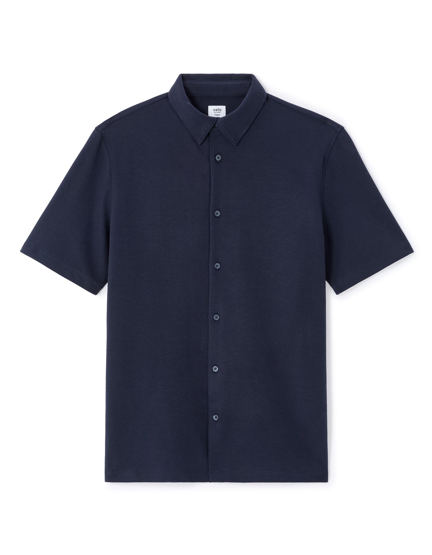 Celio* Men Regular Fit Cotton Solid Navy Blue Poly Shirt