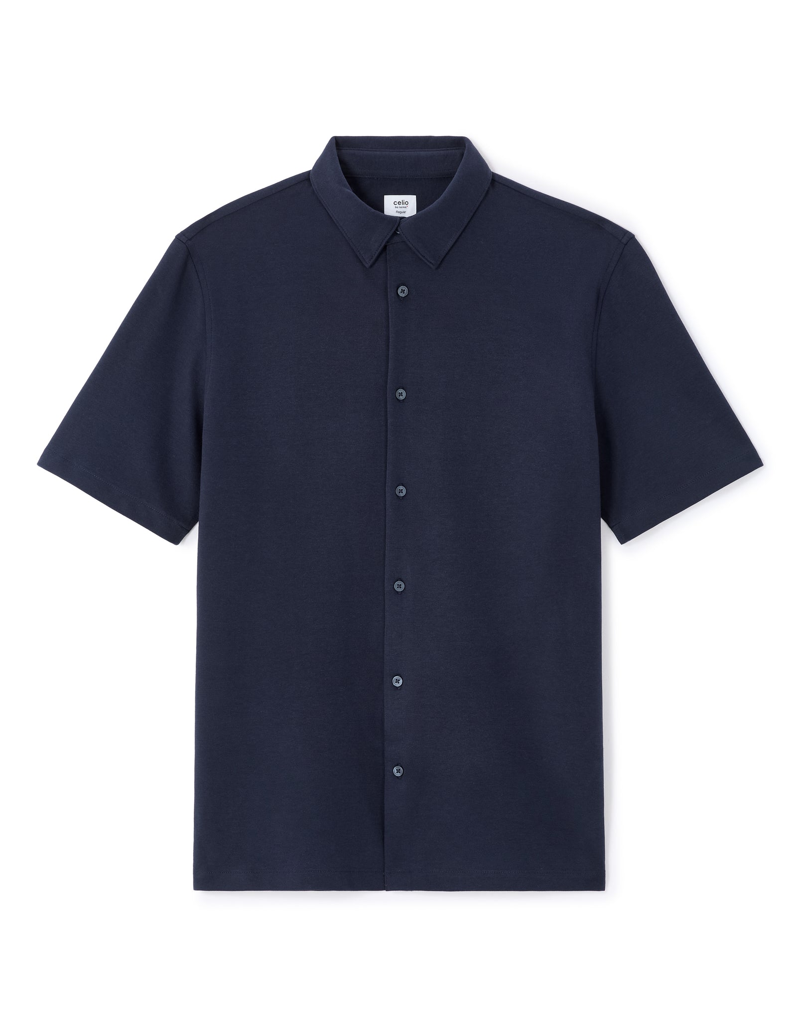 Celio* Men Regular Fit Cotton Solid Navy Blue Poly Shirt