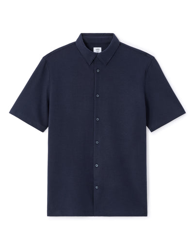 Celio* Men Regular Fit Cotton Solid Navy Blue Poly Shirt