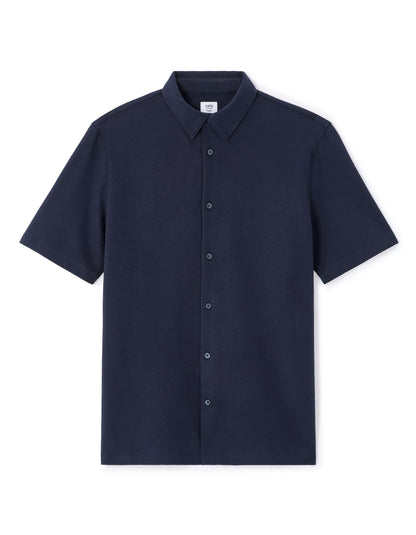 Celio* Men Regular Fit Cotton Solid Navy Blue Poly Shirt