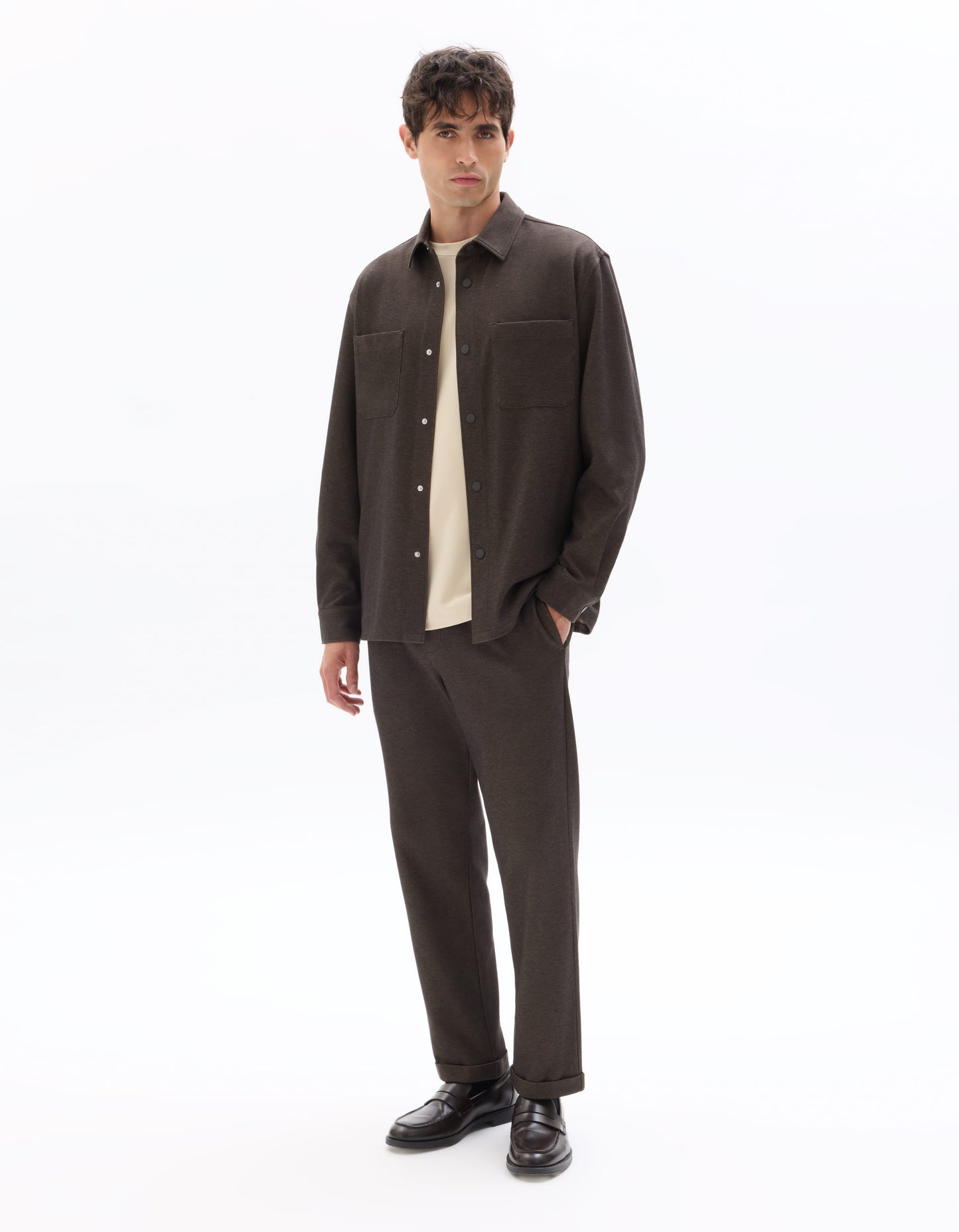 Slim Fit 100% Polyester Casual Trouser - Brown