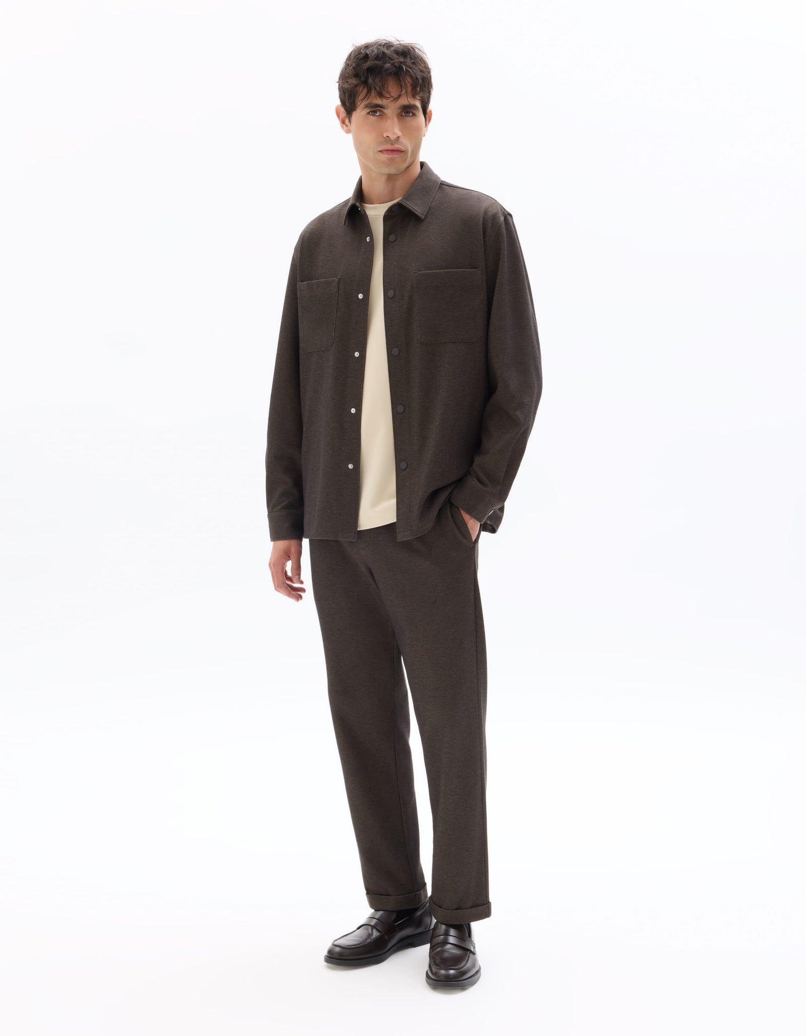 Slim Fit 100% Polyester Casual Trouser - Brown
