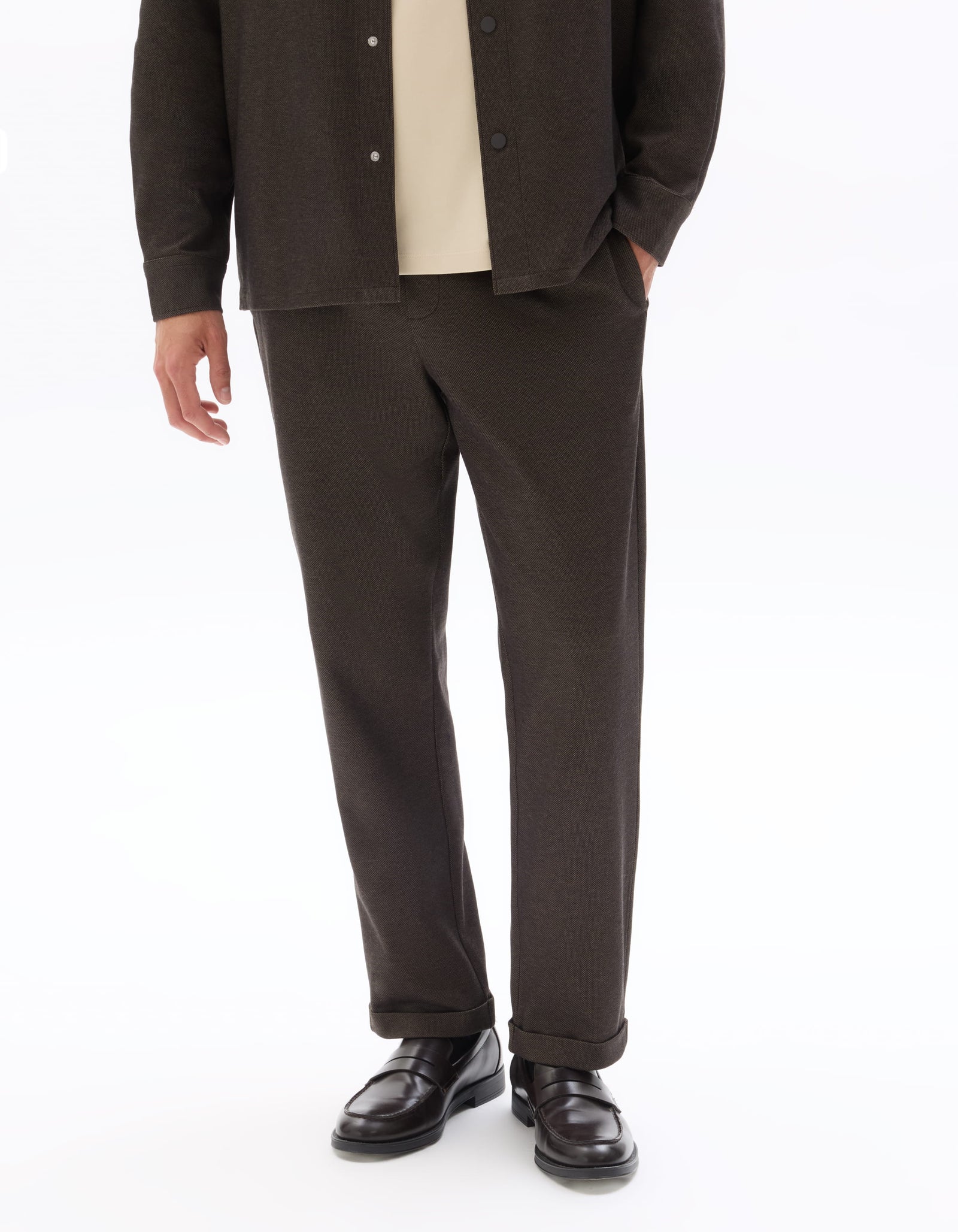 Slim Fit 100% Polyester Casual Trouser - Brown